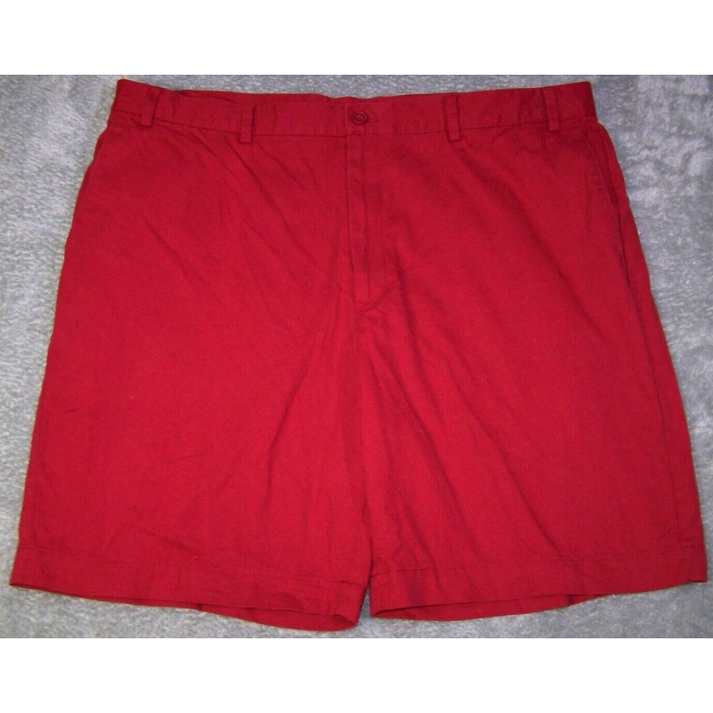 Savane Shorts Men's 40X8 Bermuda Chino Flat Front All Cotton Solid Red‎